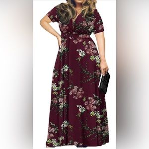 Burgundy Floral Maxi Dress 🌺